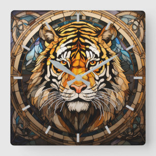 Glass Tiger Wall Clock Quadratische Wanduhr