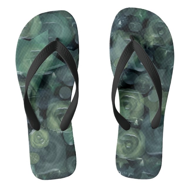 Glass Til 3D Liquid Roses and Stars Flip Flops (Fußbett)