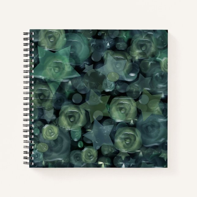 Glass Til 3D Liquid Roses and Stars Notizbuch (Vorderseite)