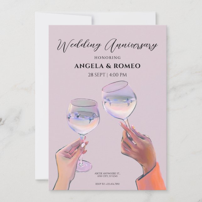 Glass Toast jubeln Hochzeitsfeier Einladung (Vorderseite)