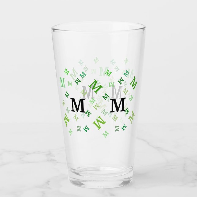 Glass Tumbler - Jumbled Letters in Green (Vorderseite)