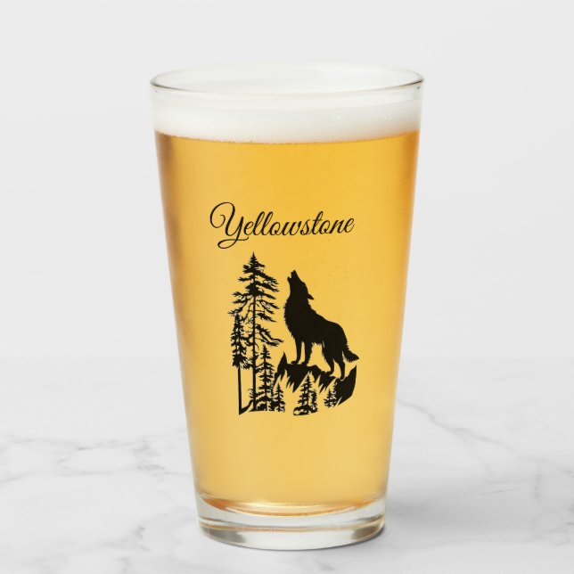 Glass Tumbler-Yellowstone Wolf Glas (Vorne (Gefüllt))