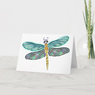Glass und Abalone-Muschel Dragonfly Karte