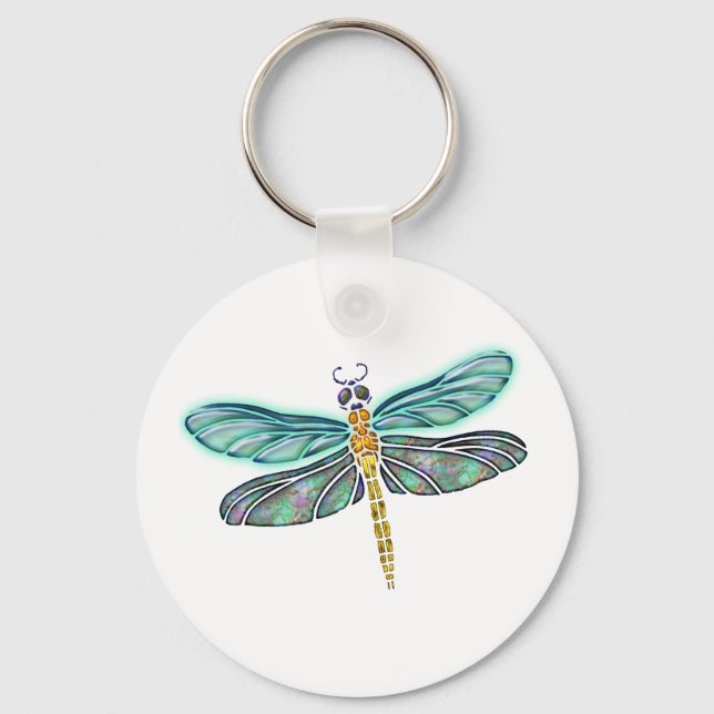 Glass und Abalone-Muschel Dragonfly Schlüsselanhänger (Vorderseite)