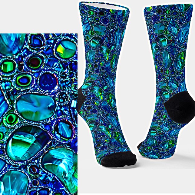 Glass und glänzende blaue grüne Edelsteine Socken (Von Creator hochgeladen)