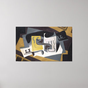 Glass und Newspaper, 1917 (Öl auf Sperrholz) Leinwanddruck