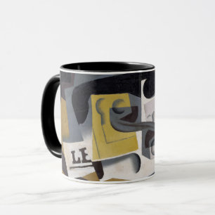 Glass und Newspaper, 1917 (Öl auf Sperrholz) Tasse