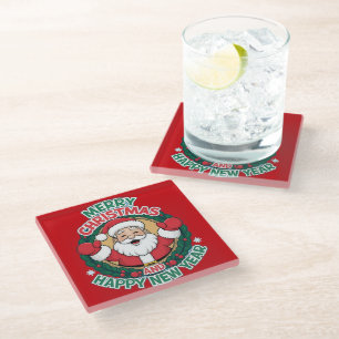 Glass Untersetzer - Frohe Weihnachten und Glück im
