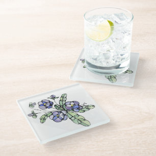 Glass Untersetzer - Lavender Blue Stiefmütterchen