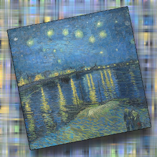 Glass UNTERSETZER - "Starry Night Rhone" - van Gog