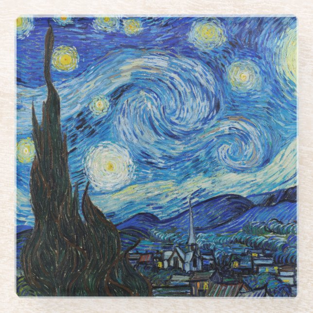 GLASS UNTERSETZER: VAN GOGH : STARRY NIGHT GLASUNTERSETZER (Vorderseite)