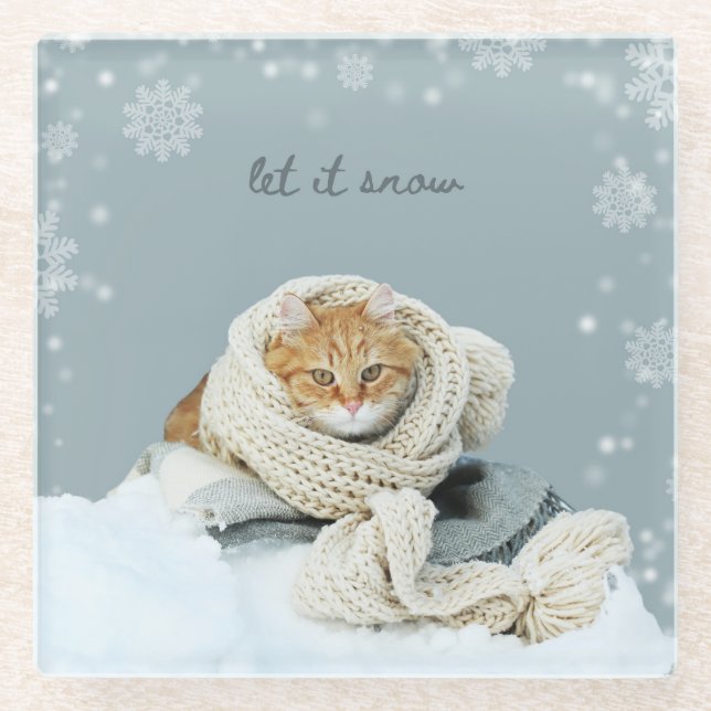 Glass Untersetzer Winter Cut lassen es schnee (Vorderseite)