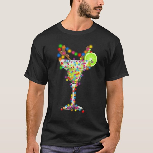 Glass von Margarita Weihnachtslicht Lights Trinken T-Shirt (Vorderseite)