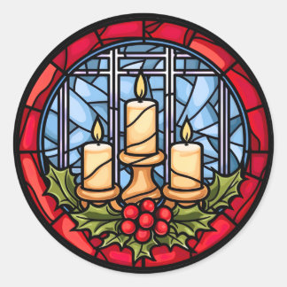 Glass Weihnachtskerzen Runder Aufkleber