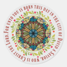 Glass Weihnachtskranz Luke 2:11 Verse Runder Aufkleber