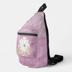 Glass White Samoyed Dog Crossbody Bag