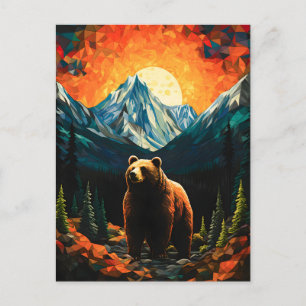 Glass Wildlife Mountain Sunset Bear Ankündigungspostkarte