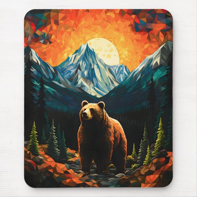 Glass Wildlife Mountain Sunset Bear Mousepad (Vorne)
