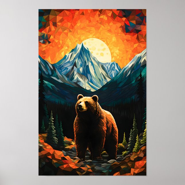 Glass Wildlife Mountain Sunset Bear Poster (Vorne)