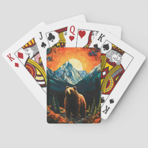 Glass Wildlife Mountain Sunset Bear Spielkarten