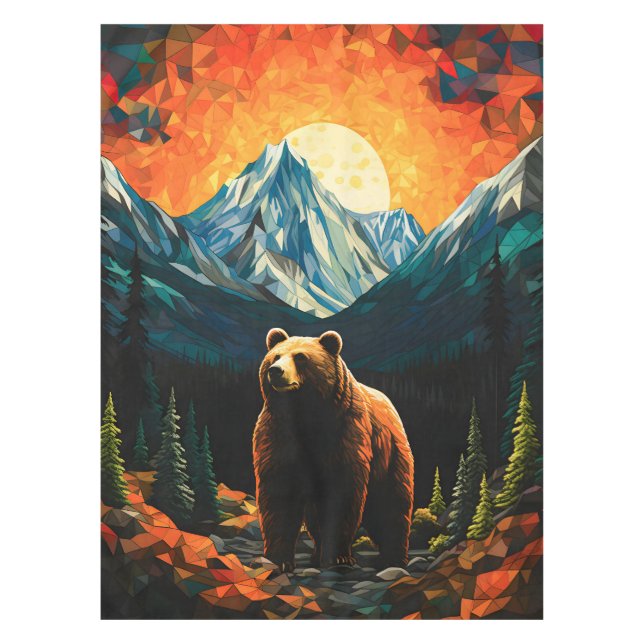 Glass Wildlife Mountain Sunset Bear Tischdecke (Vorderseite)
