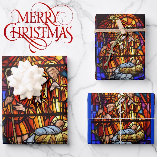 Glass Window Nativity Baby Jesus Weihnachten Geschenkpapier Set (Von Creator hochgeladen)