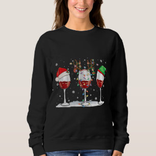 Glass Wine Santa Rentier Elf Weihnachtswein Sweatshirt