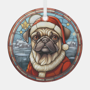 Glass Winter Village Mops Dog Weihnachten Ornament Aus Glas