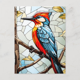 Glass Woodpecker Bird Feiertagspostkarte