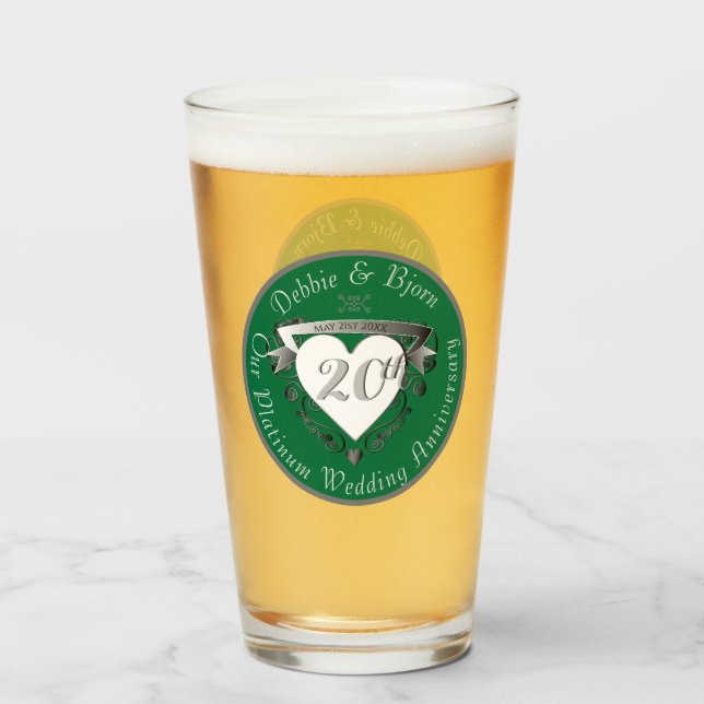 Glass zum 20. Hochzeitstag Glas (Rückseite (gefüllt))