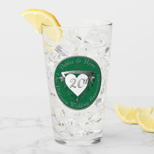 Glass zum 20. Hochzeitstag Glas (Vorderseite Ice)