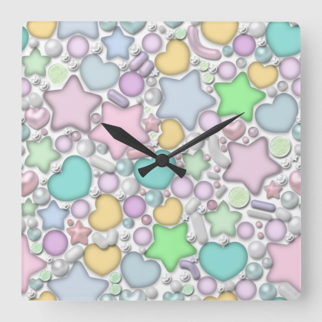 Glasschmuck Quadratische Wanduhr (Vorderseite)