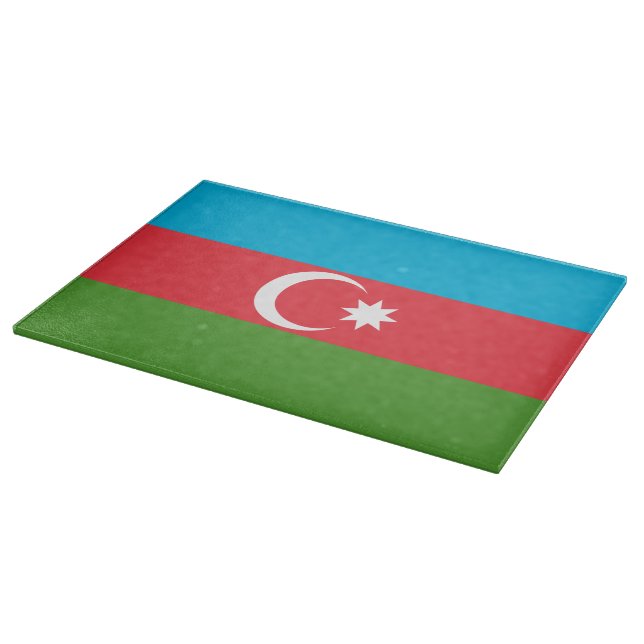 Glasschneidebrett mit der Flagge Aserbaidschans Schneidebrett (Ecke)