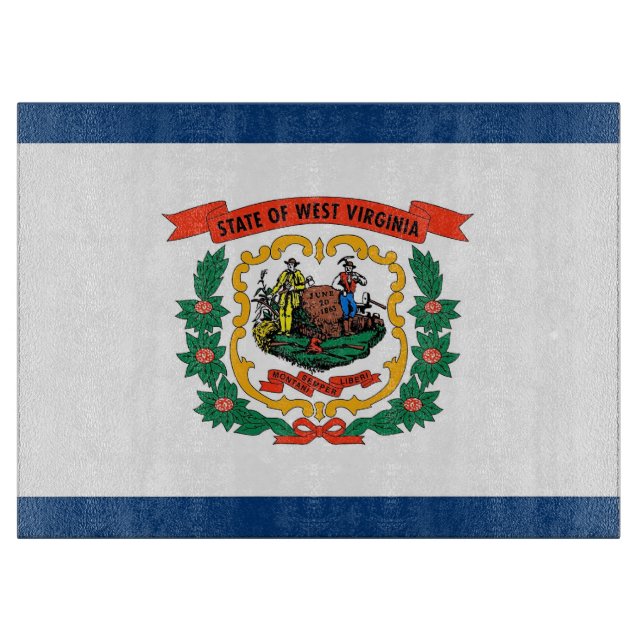 Glasschneidebrett mit Flag West Virginia USA Schneidebrett (Vorderseite)