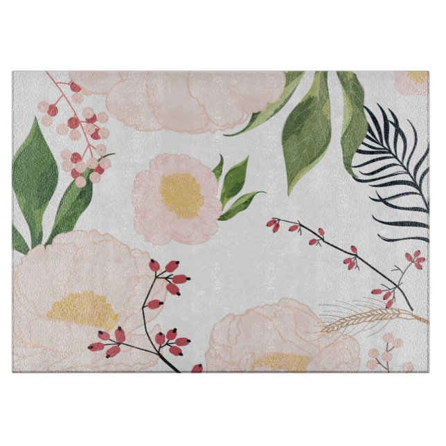 Glasschneiden von weißen Blume Schneidebrett (Vorderseite)