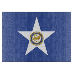 Glasschneider mit Flag Houston Schneidebrett