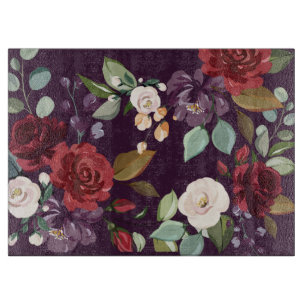 Glasschneidplatte Lila Rose Goldener Flo Schneidebrett