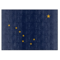 Glasschneidplatte mit der Fahne des Alaska-Staat