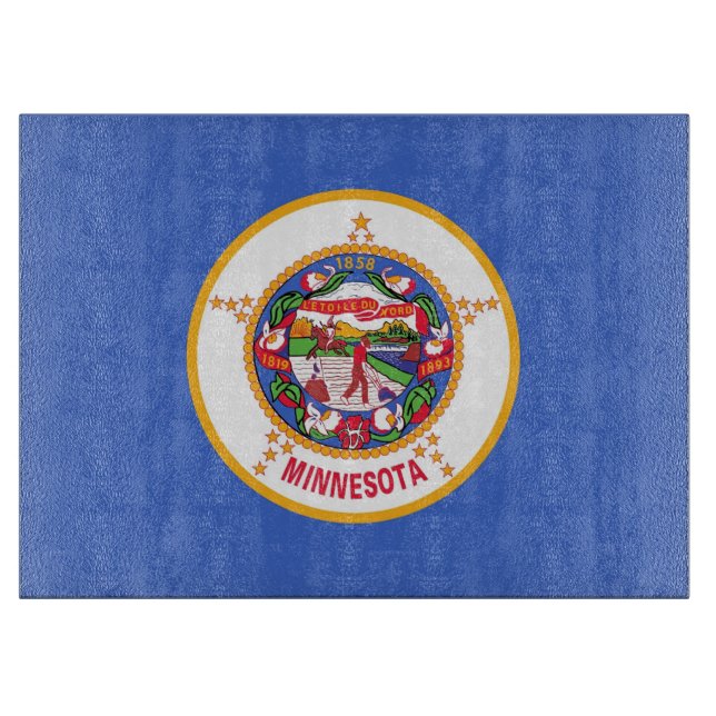 Glasschneidplatte mit Flag Minnesota USA Schneidebrett (Vorderseite)