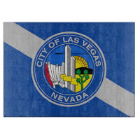 Glasschneidtafel mit Fahne von Las Vegas City