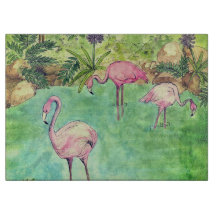Glasschnitt rosa Flamingos