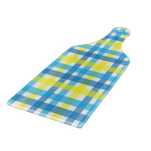 Glasseidene, gelb blau Kariert Schneidebrett