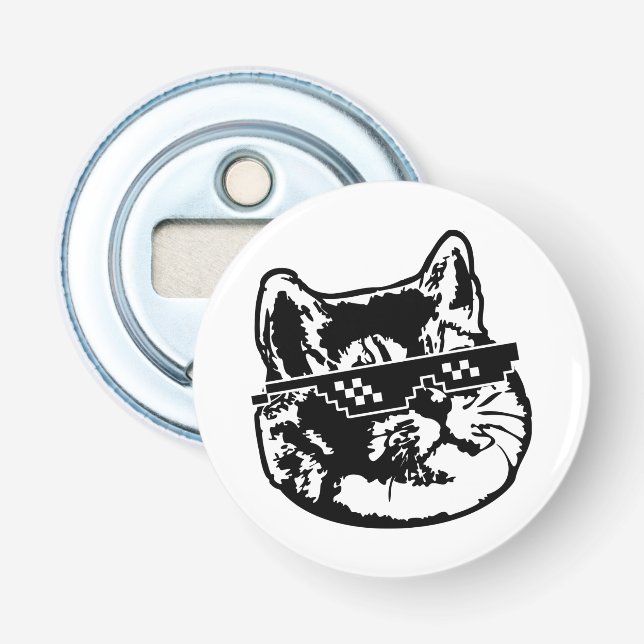 Glasses Cat Meme Flaschenöffner (Vorderseite)