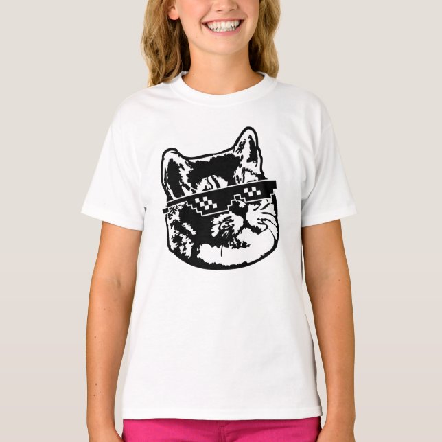 Glasses Cat Meme T-Shirt (Vorderseite)