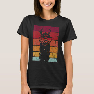 Glasses Llama Retro Style Alpaca Llama Vicuña Lami T-Shirt