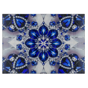 Glasspanplatte mit blauen weißen Farben Schneidebrett