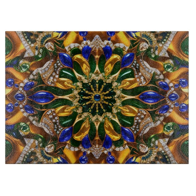 Glasspanplatte mit brasilianischen Farben Schneidebrett (Vorderseite)