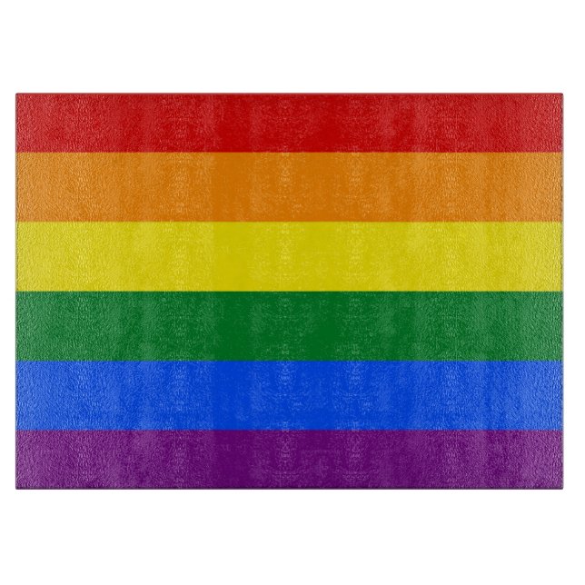 Glasspanplatte mit der Fahne "Pride Flag" für LGBT Schneidebrett (Vorderseite)