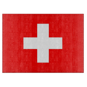 Glasspanplatte mit der Flagge der Schweiz Schneidebrett