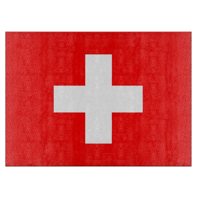 Glasspanplatte mit der Flagge der Schweiz Schneidebrett (Vorderseite)